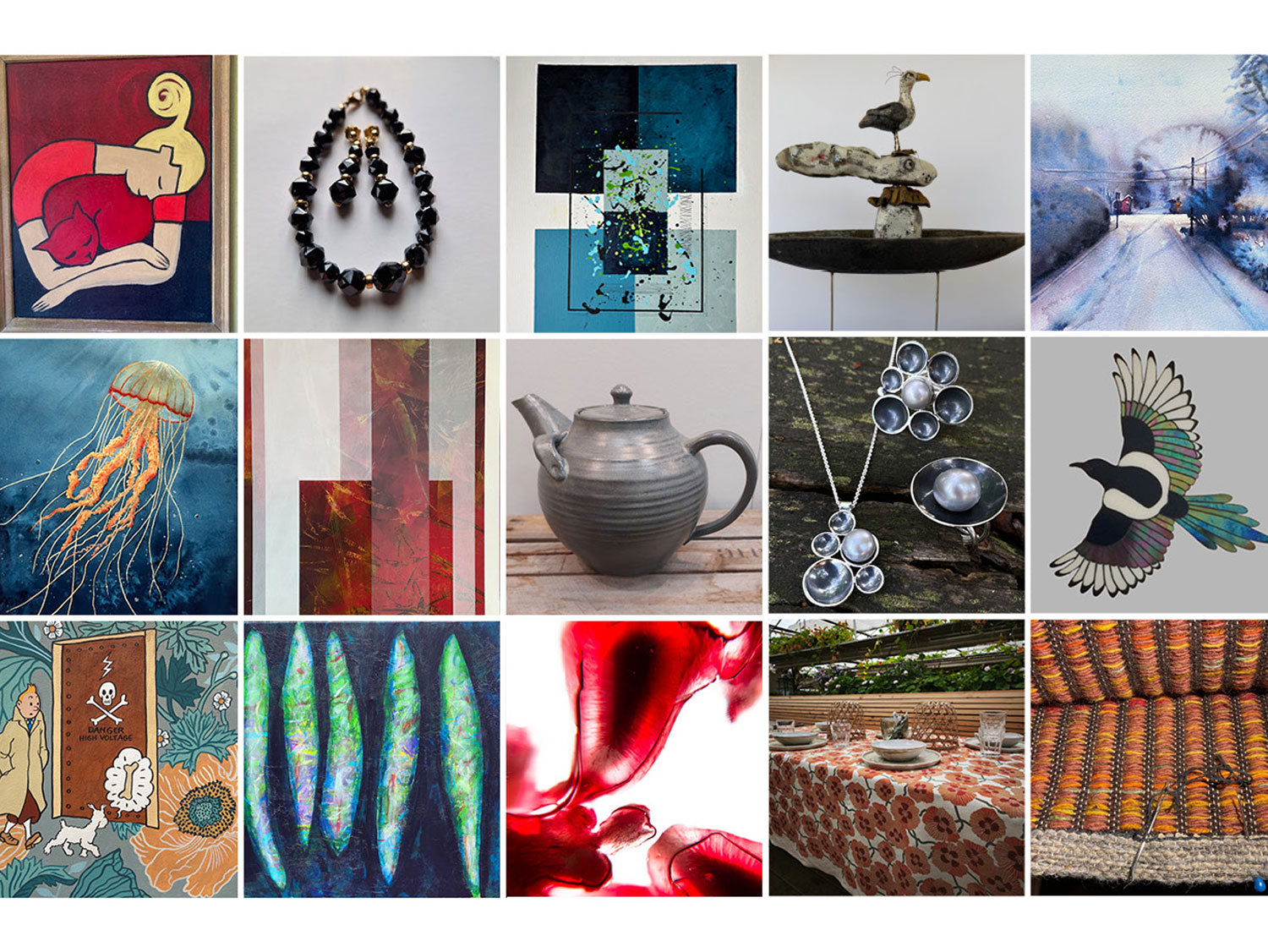 collage med olika konstverk